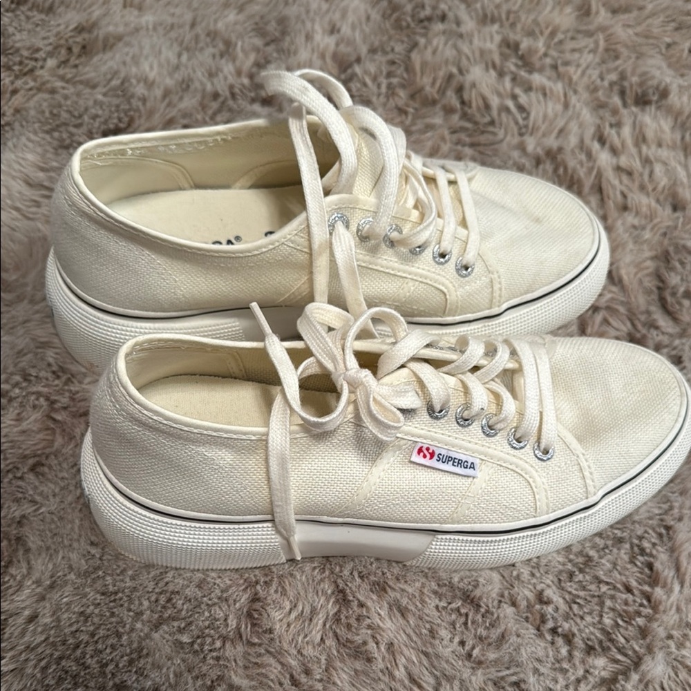 Superga Cream Canvas Sneakers